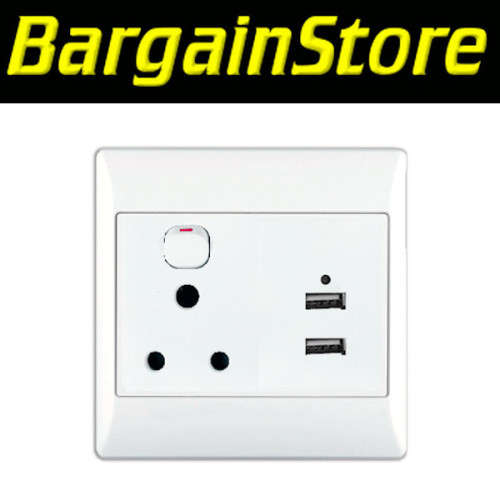 Switches & Outlets Single Wall Socket with 2 USB 3 ON AUCTION was
